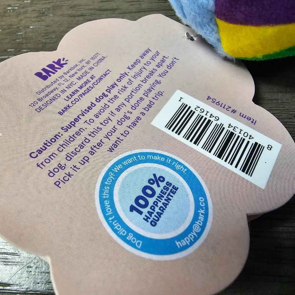 Bark Box Zoomie Shroomie Plush Dog Toy Squeaker Crinkle Small 0-20 Pounds NEW
